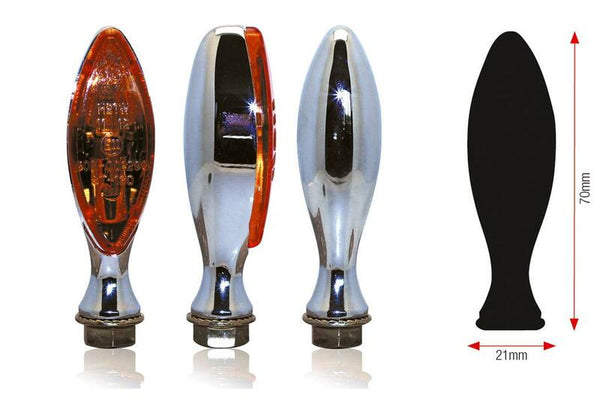 Bihr Elise Blinkers - Chromed metal with orange lens | Universal 02-130Che (pair)