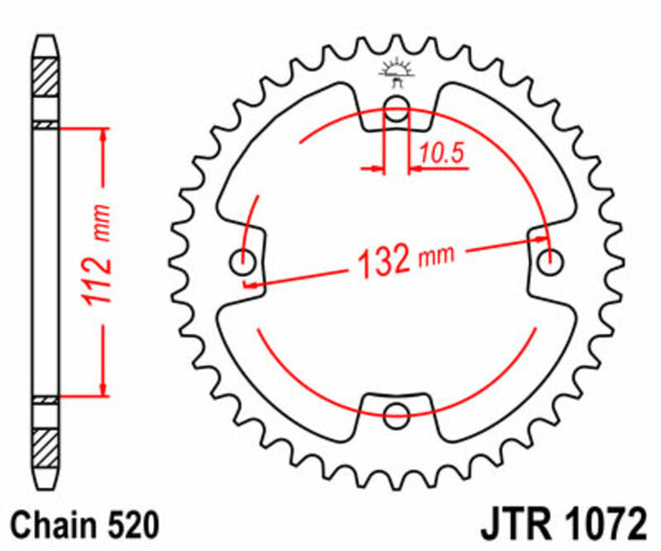 JT SPROCK's Steel Standard Toer Sprock 1072 - 520 JT1072.38