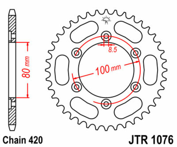 JT Sprock's Steel Standard Rear Sprock 1076 - 420 JTR1076.52