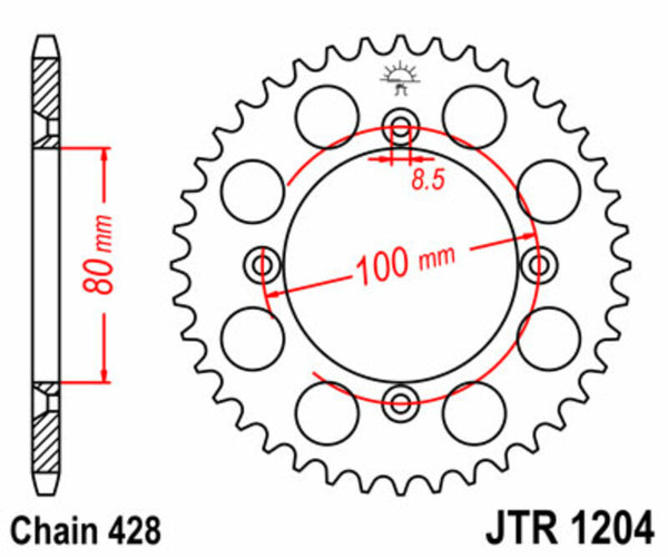 JT SPROCK's Steel Standard Toer Sprock 1204 - 428 JTR1204.50