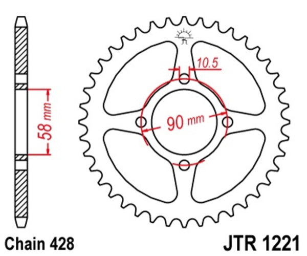 JT Sprock's Steel Standard Rear Sprock 1221 - 428 JTR1221.44