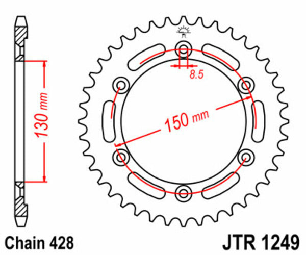 JT Sprock's Steel Standard Rear Sprock 1249 - 428 JTR1249.51