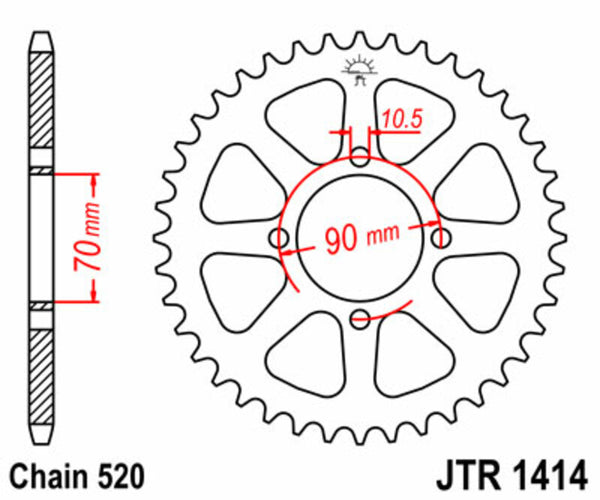 JT SPROCK's Steel Standard Trojo Sprock 1414 - 520 JTR1414.43