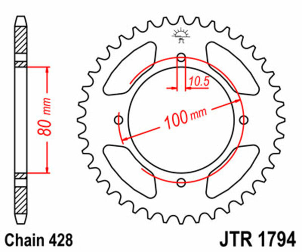 JT SPROCK's Steel Standard Toer Sprock 1794 - 428 JTR1794.45