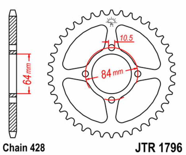 JT SPROCK's Steel Standard Toer Sprock 1796 - 428 JTR1796.51