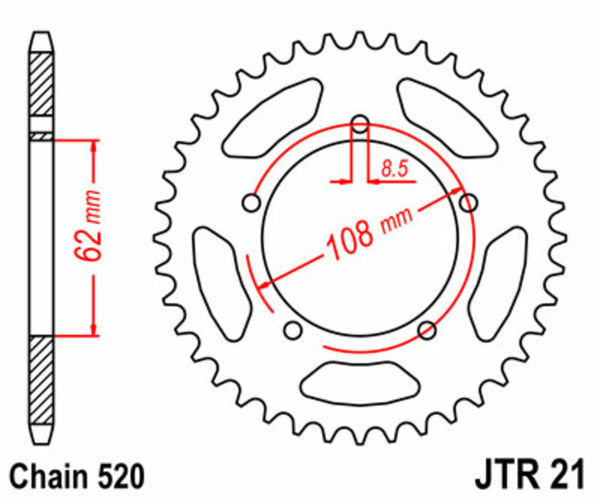 JT SPROCK's Steel Standard Trojo Sprock 21 - 520 JTR21.40