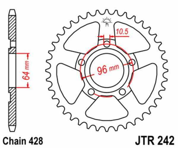JT Sprock's Steel Standard Rear Sprock 242 - 428 JTR242.53