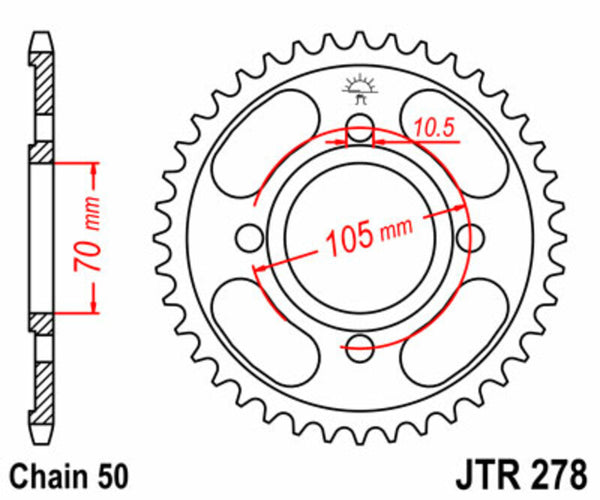 JT SPROCK's Steel Standard Trow Sprock 278 - 530 JTR278.38