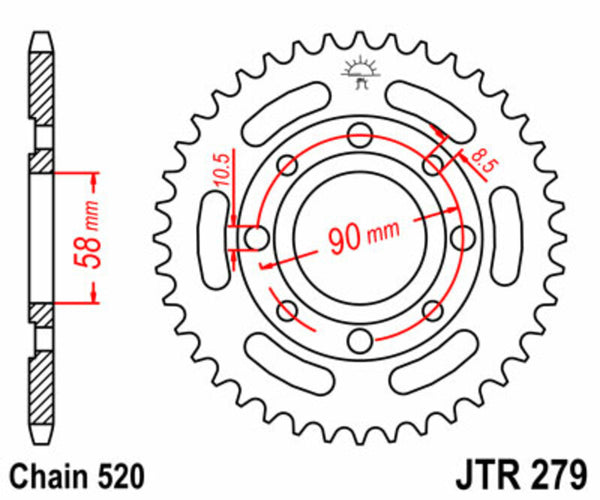 JT Sprock's Steel Standard Rear Sprock 279 - 520 JTR279.33