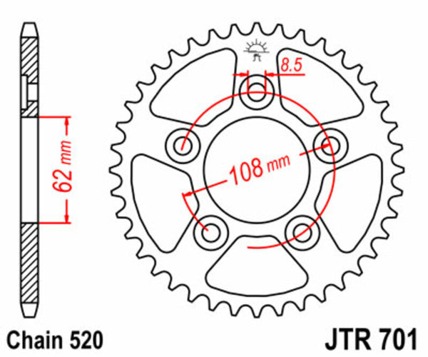 JT SPROCK's Steel Standard Toer Sprock 701 - 520 JTR701.41