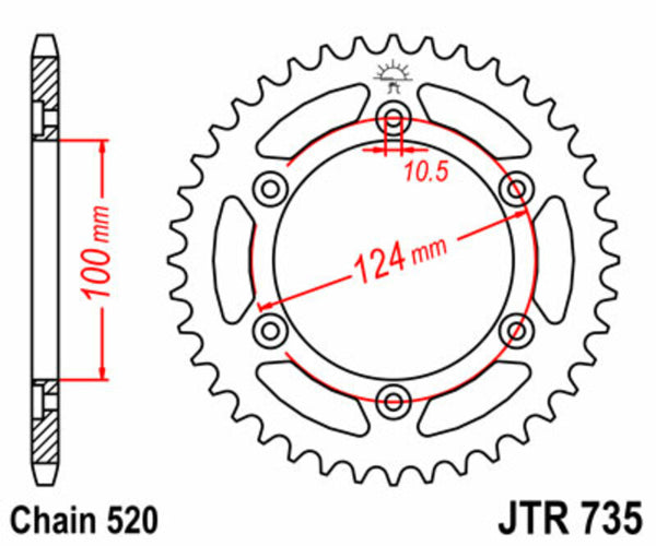 JT SPROCK's Steel Standard Toer Sprock 735 - 520 JTR735.36
