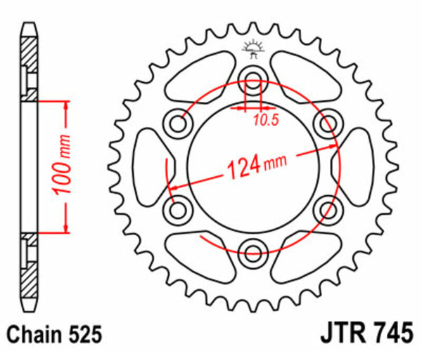 JT SPROCK's Steel Standard Trow Sprock 745 - 525 JTR745.42