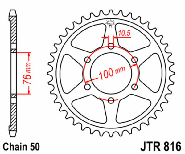 JT SPROCK's Steel Standard Toer Sprock 816 - 530 JTR816.43