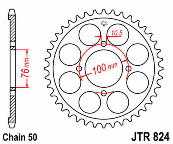 JT Sprock's Steel Standard Rear Sprock 824 - 530 JTR824.40