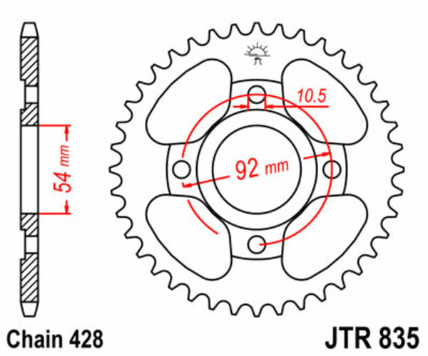 JT SPROCK's Steel Standard Toer Sprock 835 - 428 JTR835.45