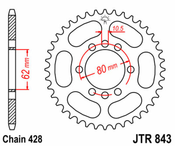 JT SPROCK's Steel Standard Trojo Sprock 843 - 428 JTR843.50