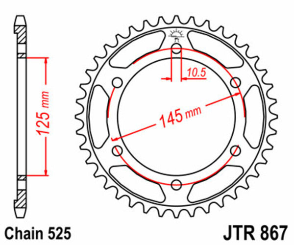 JT SPROCK's Steel Standard Toer Sprock 867 - 525 JTR867.44
