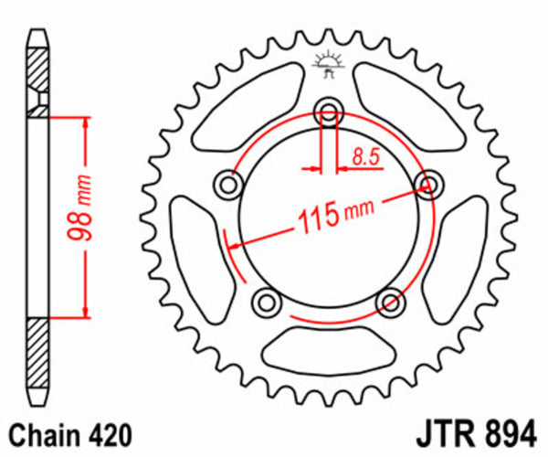 JT Sprock's Steel Standard Rear Sprock 894 - 420 JTR894.50