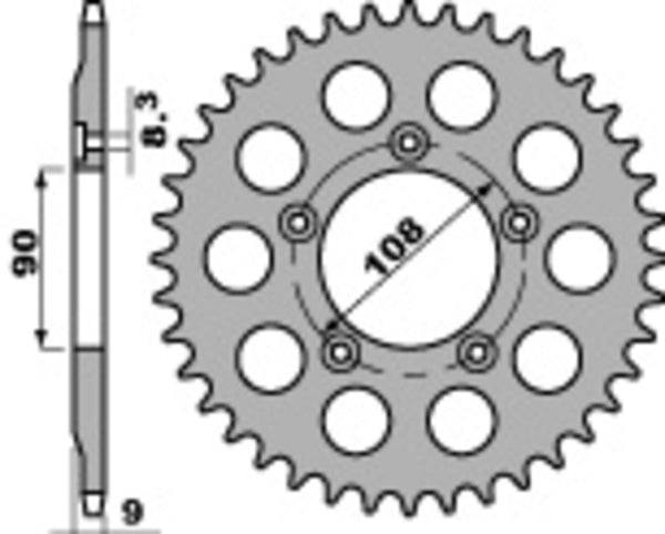 PBR Standard C45 de acero Sprocket 1026 - 520 1026 38 C45