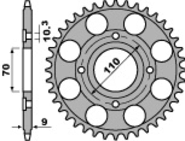 PBR Standard C45 Steel rear Sprock 247 - 520 247 36 C45