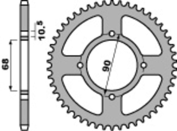 PBR Standard C45 Steel rear Sprock 256 - 520 256 42 C45