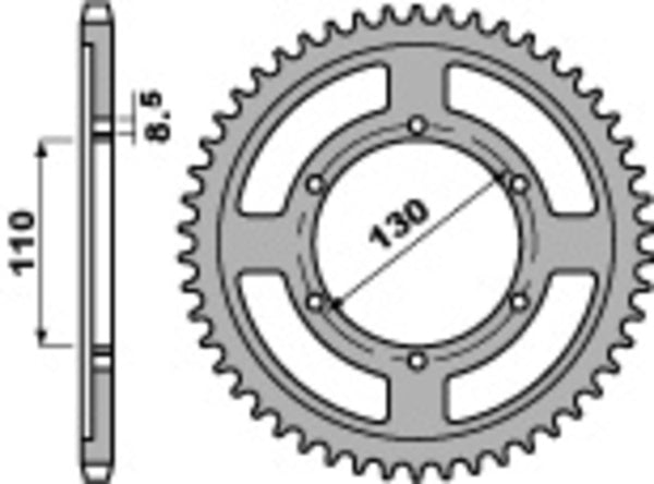 PBR estándar C45 acero trasero de acero 4372 - 428 4372 46 C45