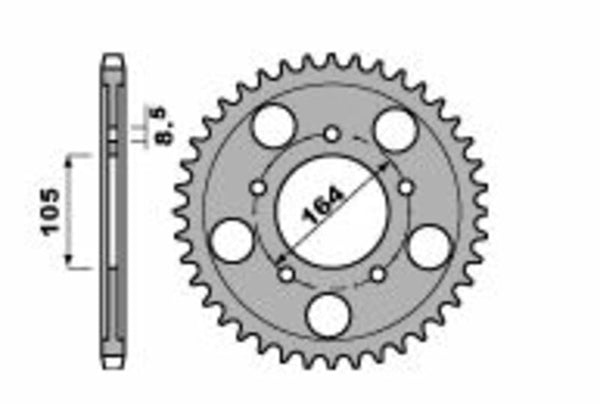 PBR Standard C45 Steel rear Spoket 4557 - 525 4557 47 C45