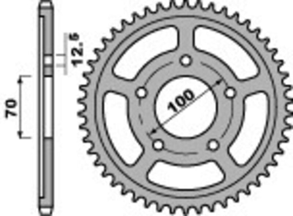 PBR Standard C45 Steel rear Sprock 4646 - 525 4646 45 C45