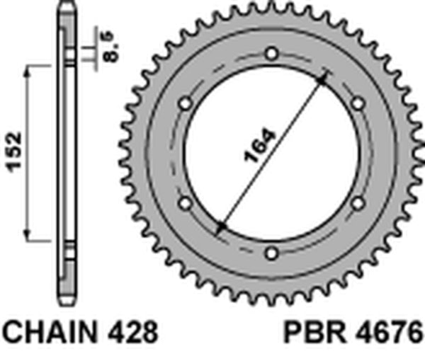 PBR Standard C45 de acero Sprocket 4676 - 428 4676 56 C45
