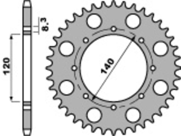 PBR estándar C45 acero trasero trasero 491 - 520 491 42 C45