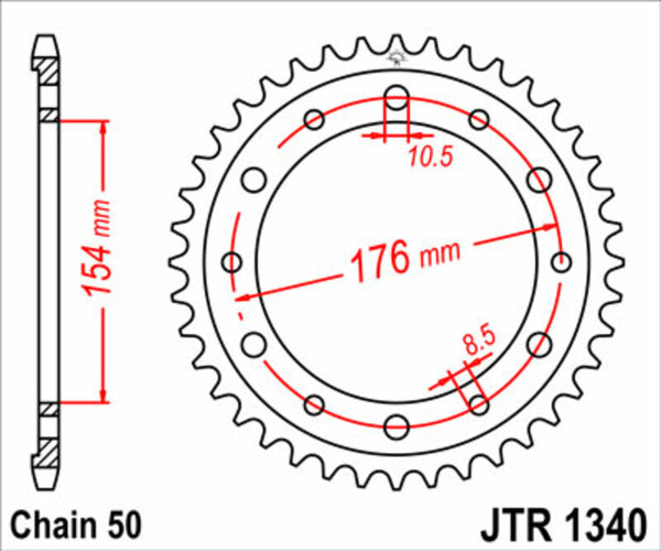 JT Sprock's Steel Standard Rear Sprock 1340 - 525 JTR1340.45