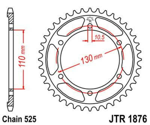 JT Sprock's Steel Standard Rear Sprock 1876 - 525 JTR1876.43