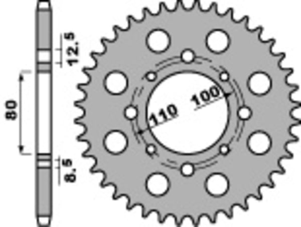 PBR estándar C45 acero trasero trasero 333 - 630 333 38 C45