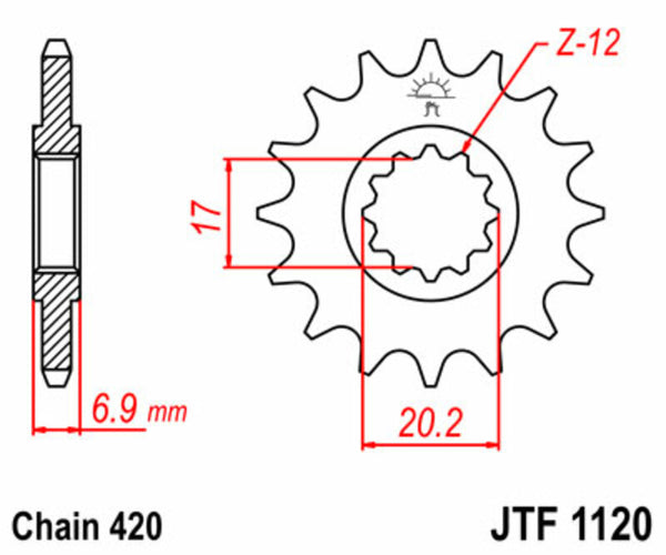 Sprocket delantero estándar de acero de JT Sprock 1120 - 420 JTF1120.10