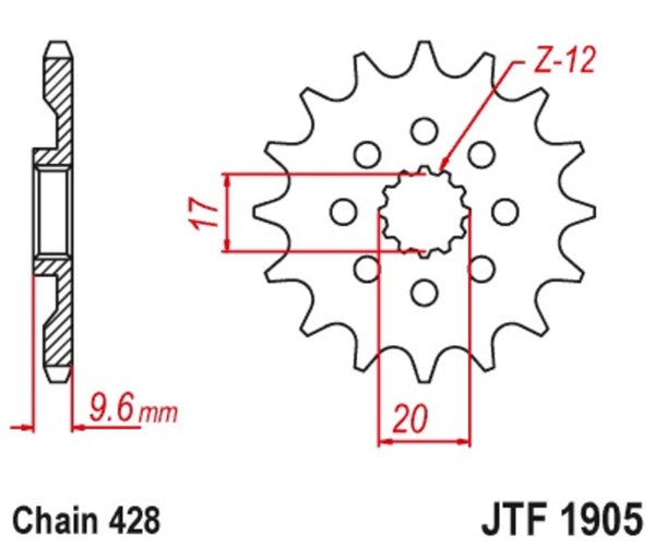 JT Sprock's Steel Standard Front Sprocket 1905 - 428 JTF1905.13