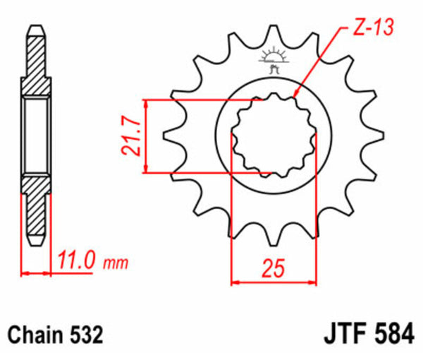 Sprocket delantero estándar de acero de JT Sprock 584 - 532 JTF584.17