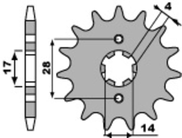 PBR Steel Standard Front Sprock 2107 - 420 2107 14 18NC