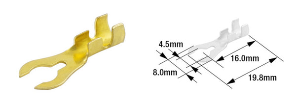 Turmax Fork Terminal Masculino Ø4.5 mm Tipo B-21-Brass-100-Pack-ETP-81