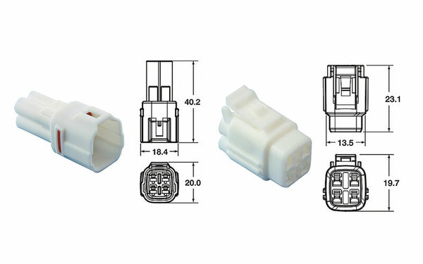 Bihr 4-Pluggs connection set Connectors 090 SMTO Series oe Type Ø0.58mm²/1.25mm²-5 Set-90SMTO.4p