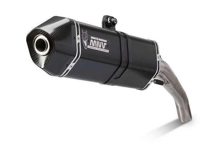 MIVV Speed Edge Muffler Steel Black till Honda CRF1000L Africa Twin H.059.LRB med sportig design i rostfritt stål och kolfiberfinish. Perfekt för motorcykeltillbehör och reservdelar.