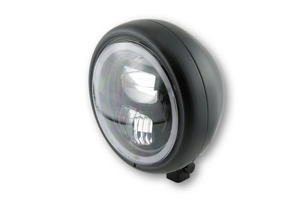 Highsider 5 3/4 "Faros LED Pecos Tipo 7 con anillo de luz de estacionamiento, negro mate, aprobado por E