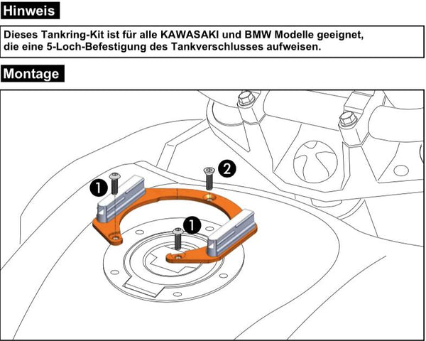 Tank Ring Lock-IT 5 Hole Incl. Counterpart Tank Bag Kawasaki/BMW F 650