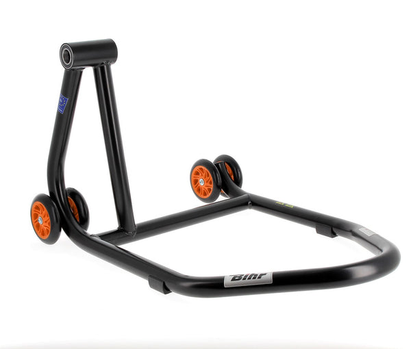Bihr Home Track Left Single Arm Paddock Stand Matt Black Orange Wheelsnull