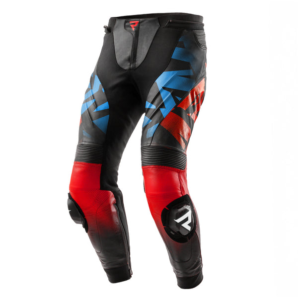 Rebelhorn MC Pantalones de cuero Inferno negro /rojo /azul