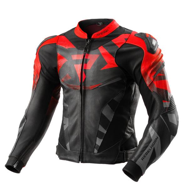Rebelhorn MC-cuero chaqueta Inferno negro /rojo