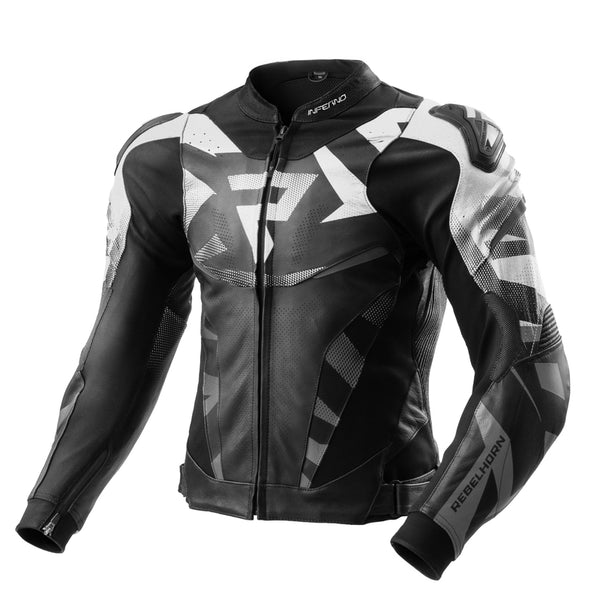 Rebelhorn MC-cuero chaqueta Inferno negro /blanco