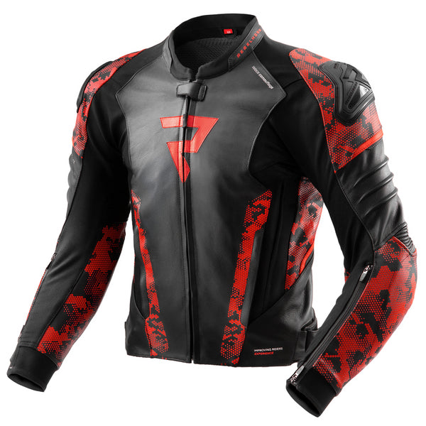Rebelhorn Mc-cuero chaqueta Veloce negro /camuflaje rojo