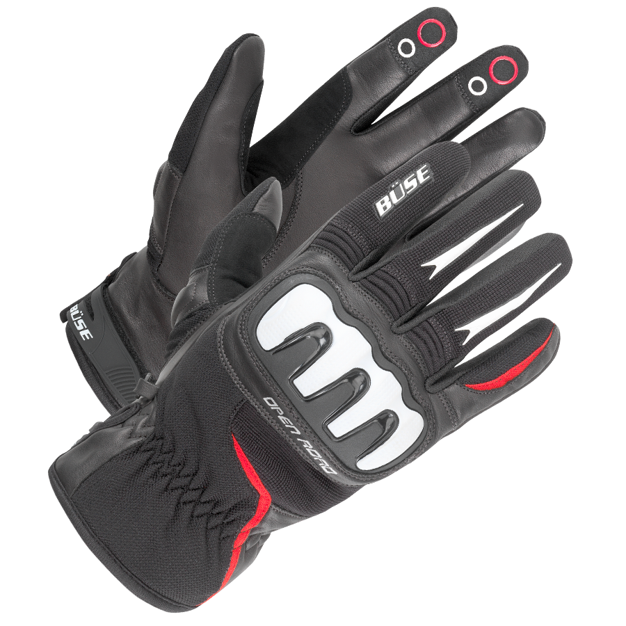 Büse Mc-Gloves Open Road Sport Negro /Rojo