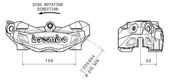 Brembo M4 Calipera del freno izquierdo delantero Ø32 mm 920.B690.07