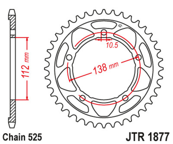 JT Sprock's Steel Standard Rear Sprock 1877 - 525 JTR1877.45